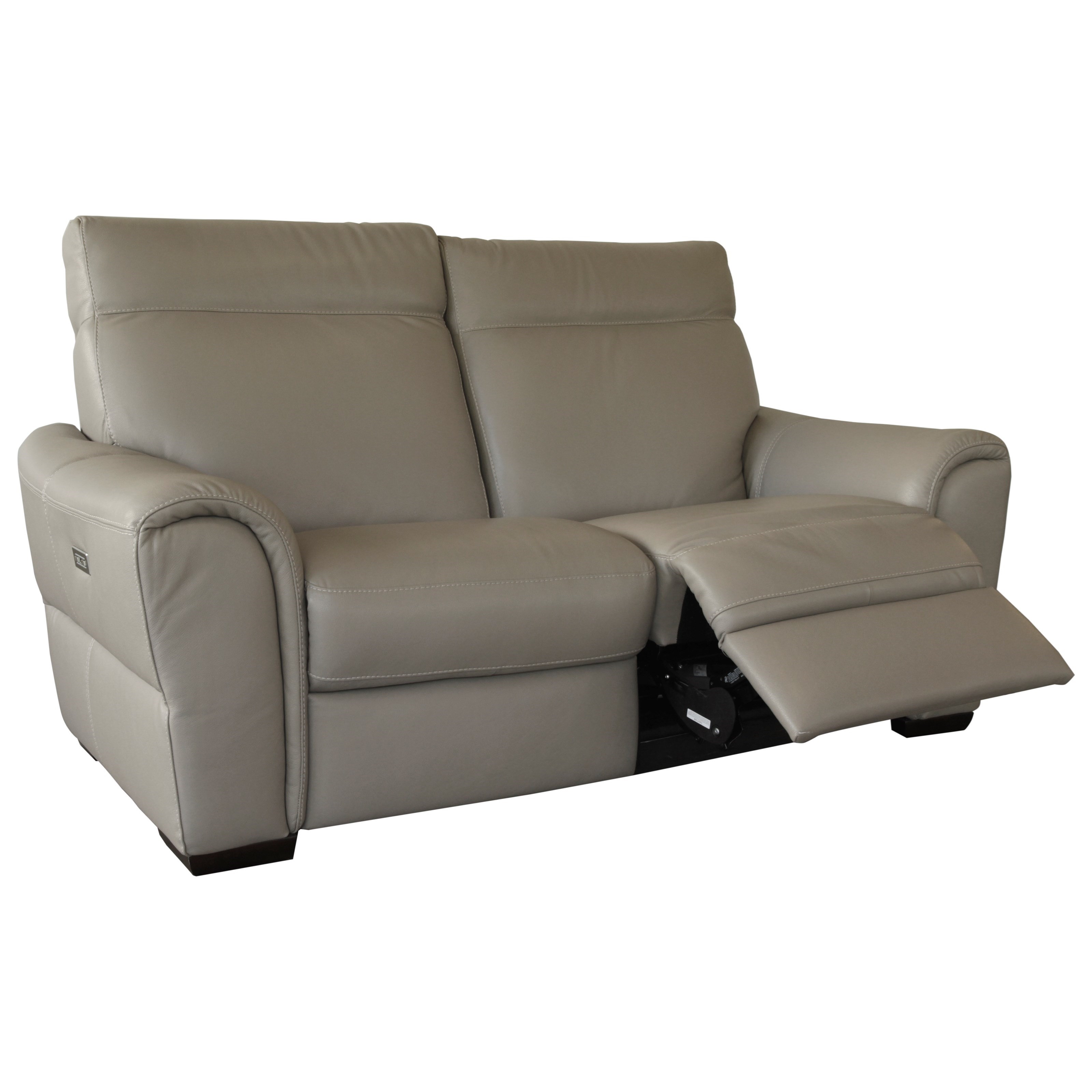 White leather top power reclining loveseat